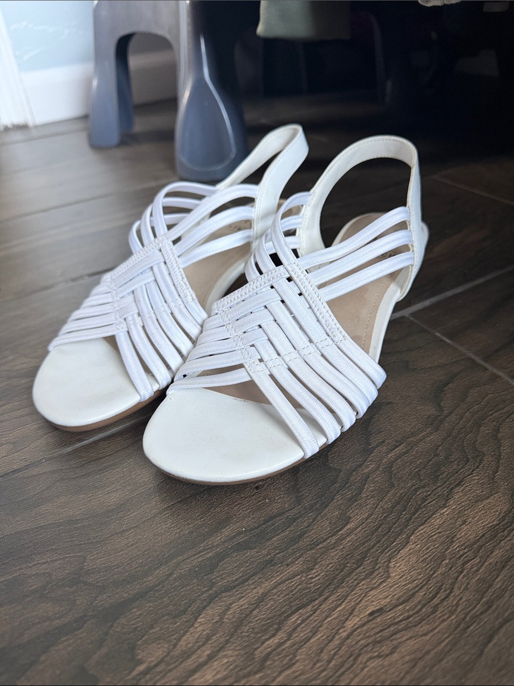 White Women's Strappy Slingback Sandals